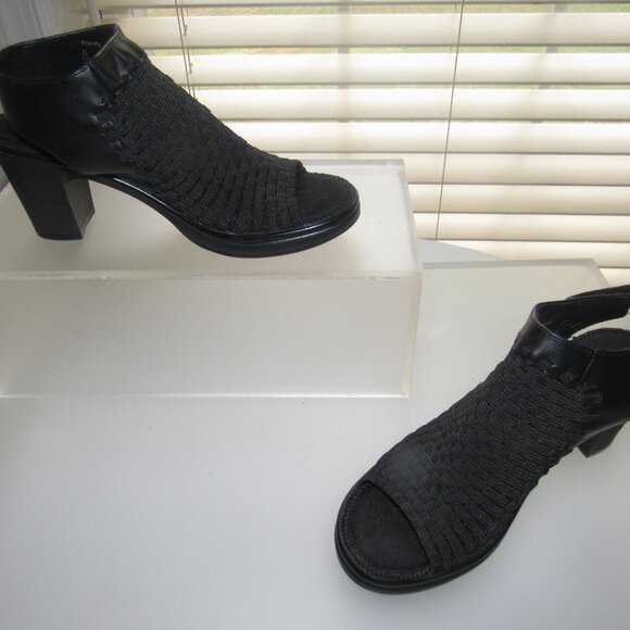 STEVEN by Steve Madden Elmore Woven Chic Heeled Sandals – Black Open Toe Size 6 - Picture 1 of 7